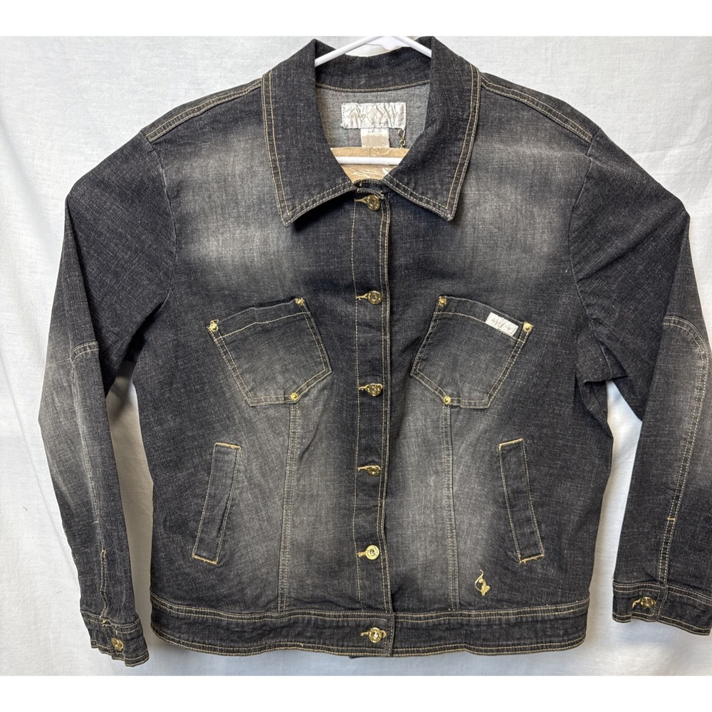baby‎ phat✨Jean Jacket✨Black✨Gold✨Faded✨Size XL (1X)